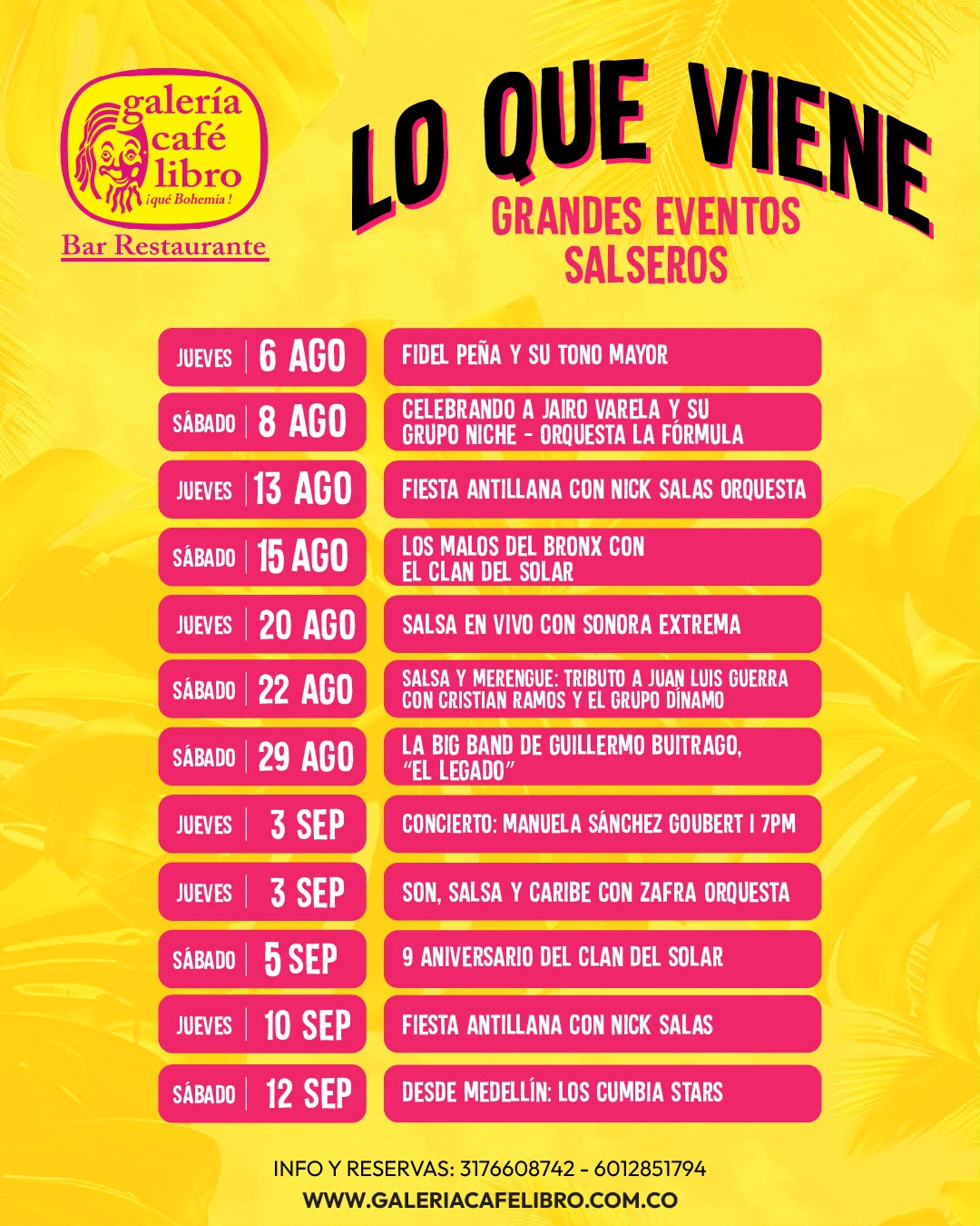 Noticia - Galería Café Libro Lo que viene.. Grandes eventos salseros