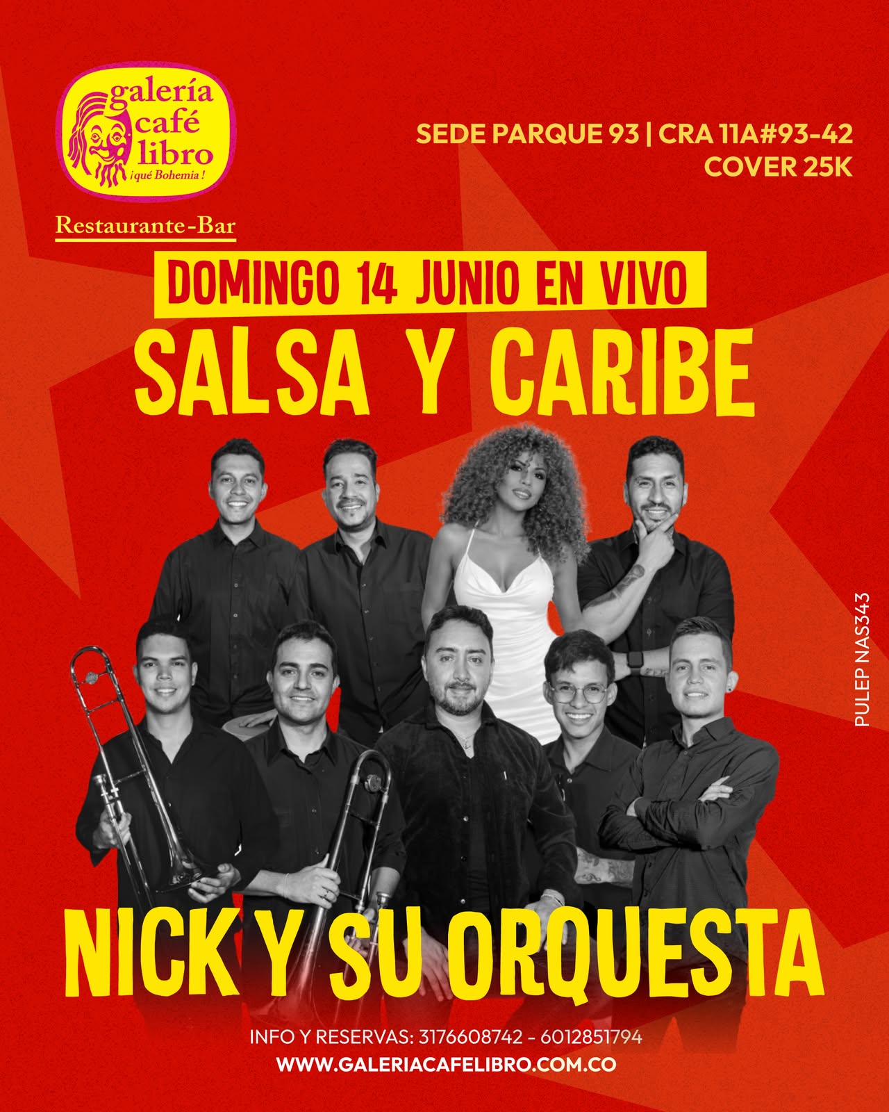 Evento - Galería Café Libro - Programación Domingo de Salsa y Caribe con Nick y su orquesta