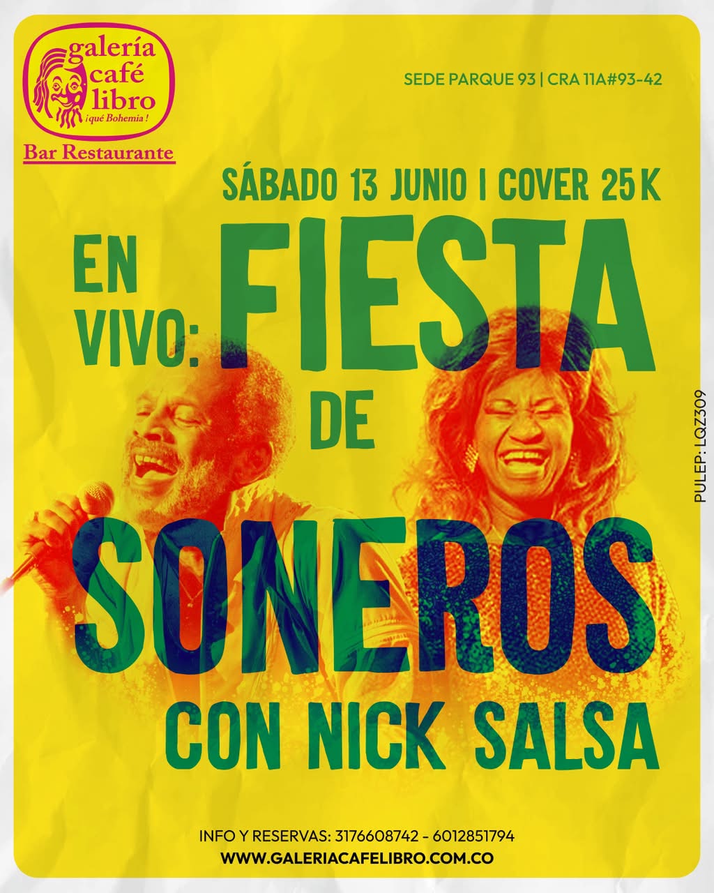 Programación Eventos - Galería Café Libro Fiesta de Soneros con Nick Salsa
