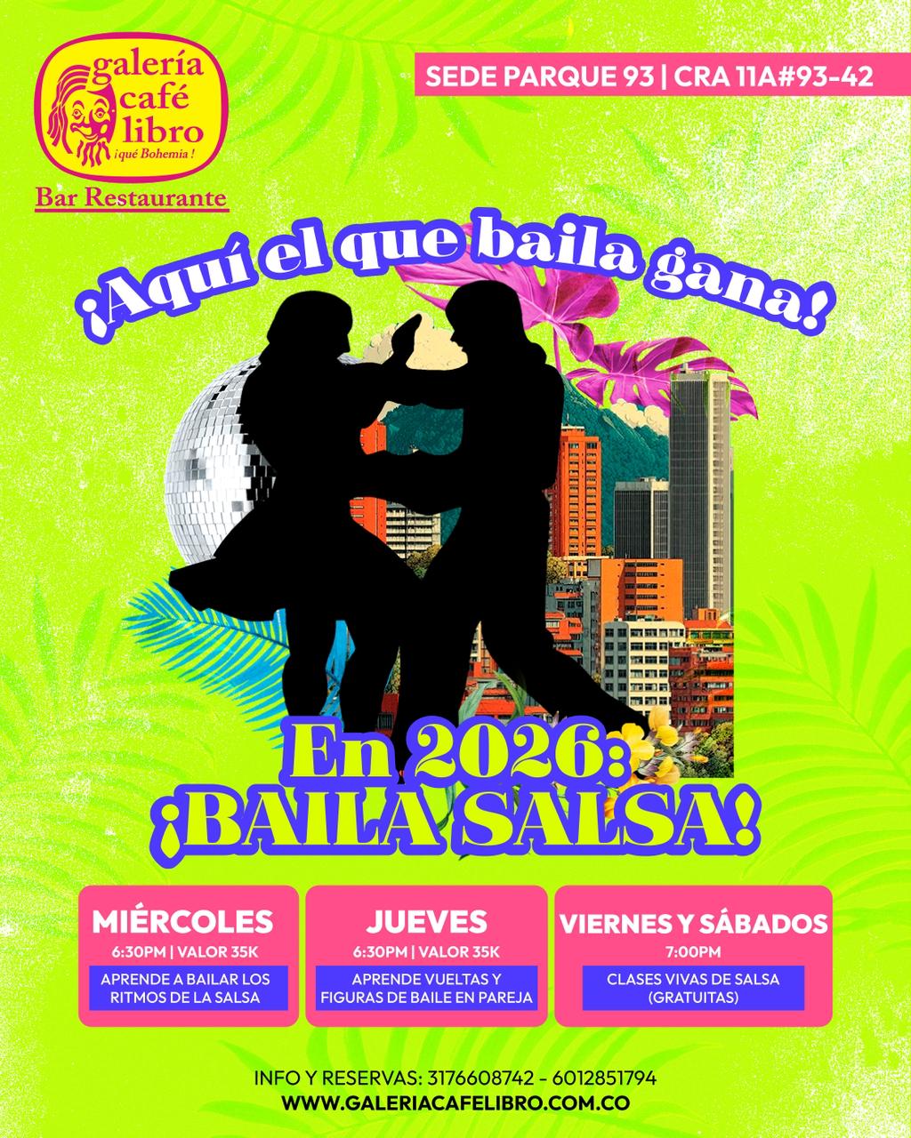 Evento - Galería Café Libro - Programación Clases de Salsa miercoles y Jueves