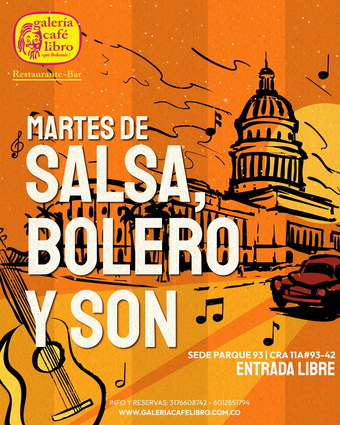 Evento - Galería Café Libro - Programación Martes de Salsa, Bolero y Son