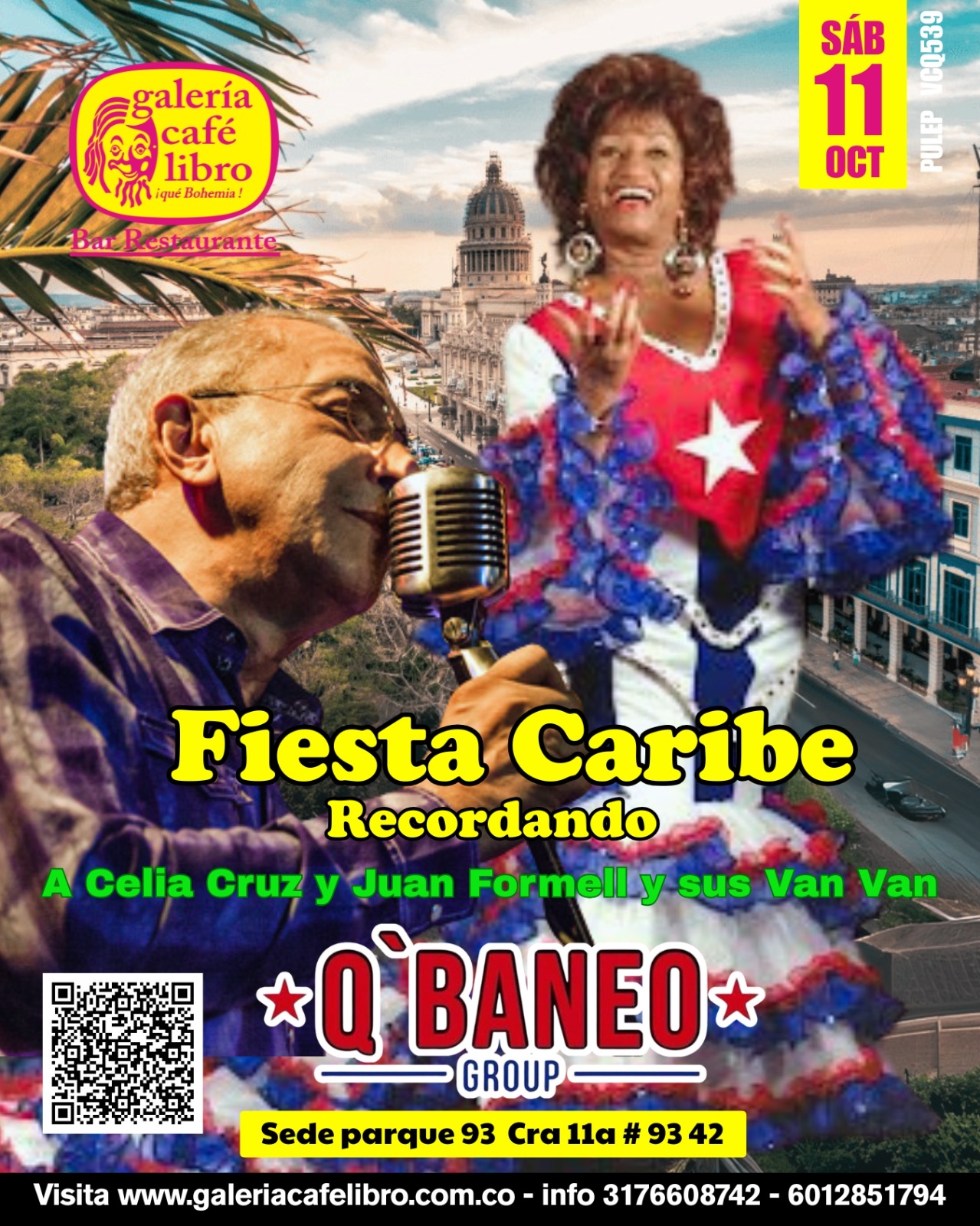Imagen promoción Fiesta Caribe recordando a Celia Cruz, Juan Formell y sus Van Van