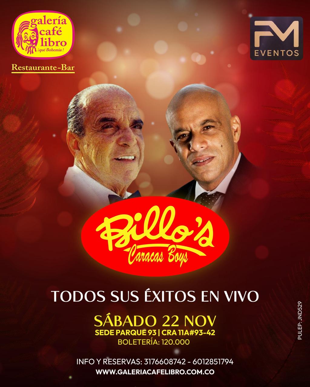 Programación Eventos - Galería Café Libro Billo’s Caracas Boys