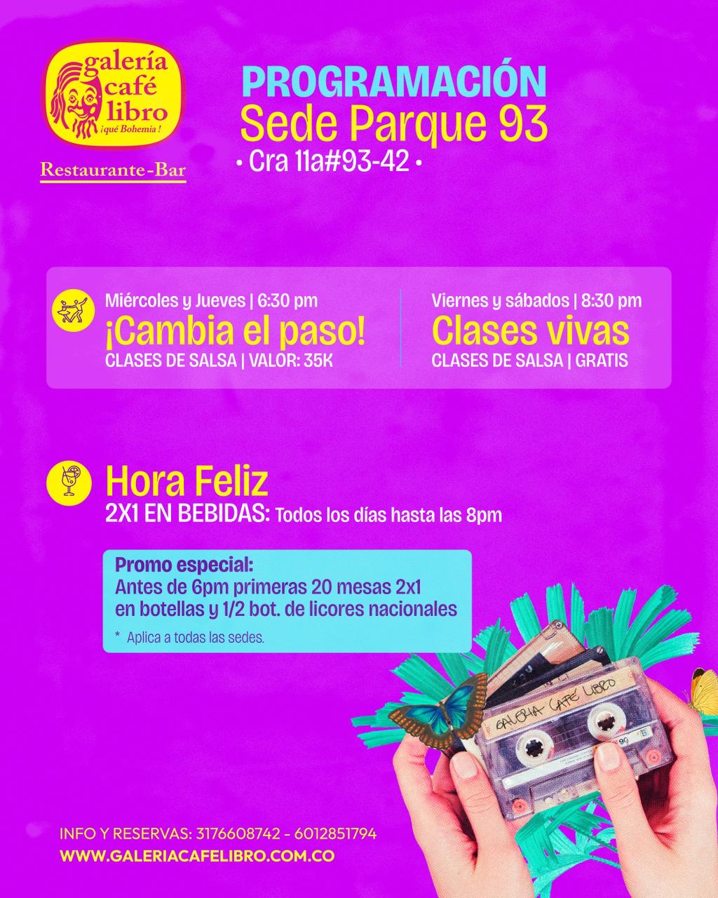 Programación Eventos - Galería Café Libro Sede 93