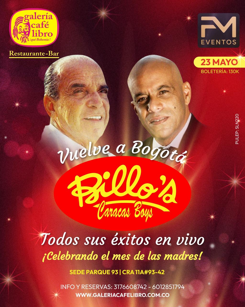 Evento - Galería Café Libro - Programación Billo’s Caracas Boys