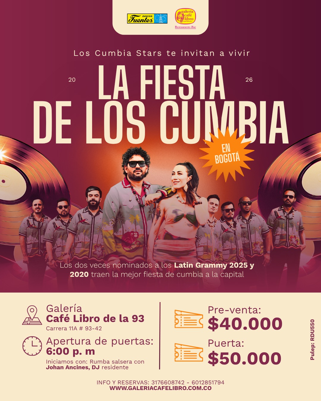 Evento - Galería Café Libro - Programación Los Cumbia Stars te invitan a vivir: La Fiesta de Los Cumbia