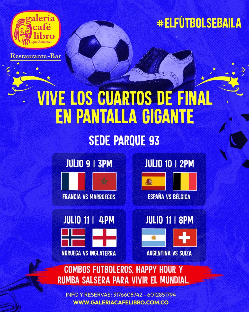 Evento - Galería Café Libro - Programación Vive los cuarto de final en pantalla gigante