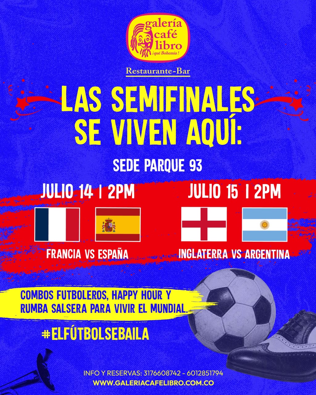 Evento - Galería Café Libro - Programación Las semifinales se viven aquí: Hoy  Francia VS España