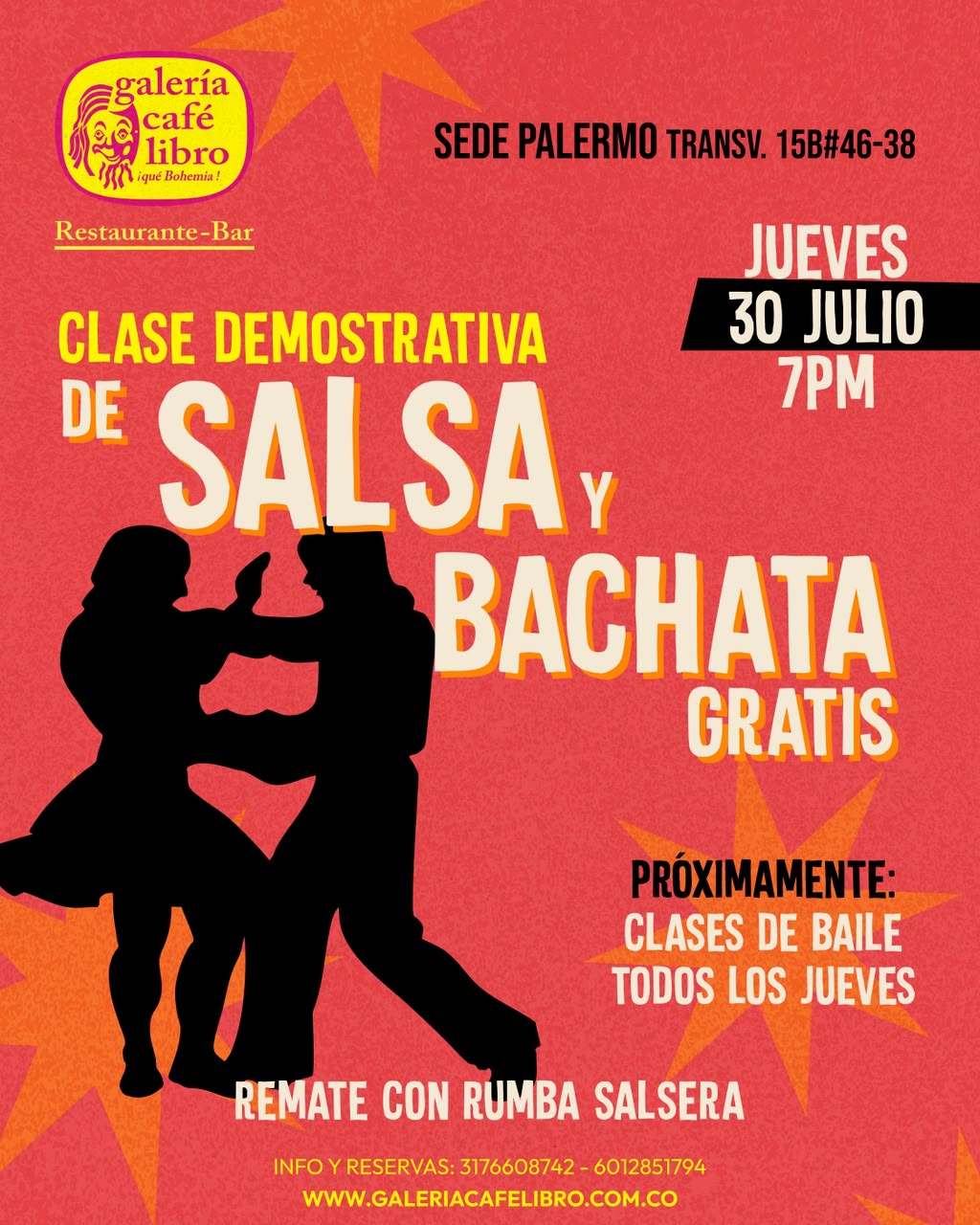Evento - Galería Café Libro - Programación Clase demostrativa de Salsa y Bachata