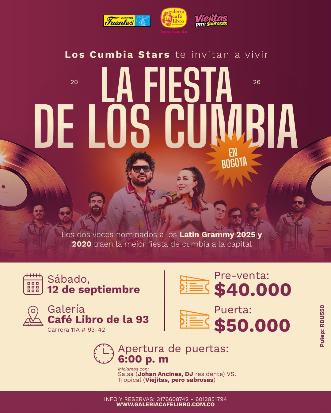 Evento - Galería Café Libro - Programación Los Cumbia Stars te invitan a vivir: La Fiesta de Los Cumbia