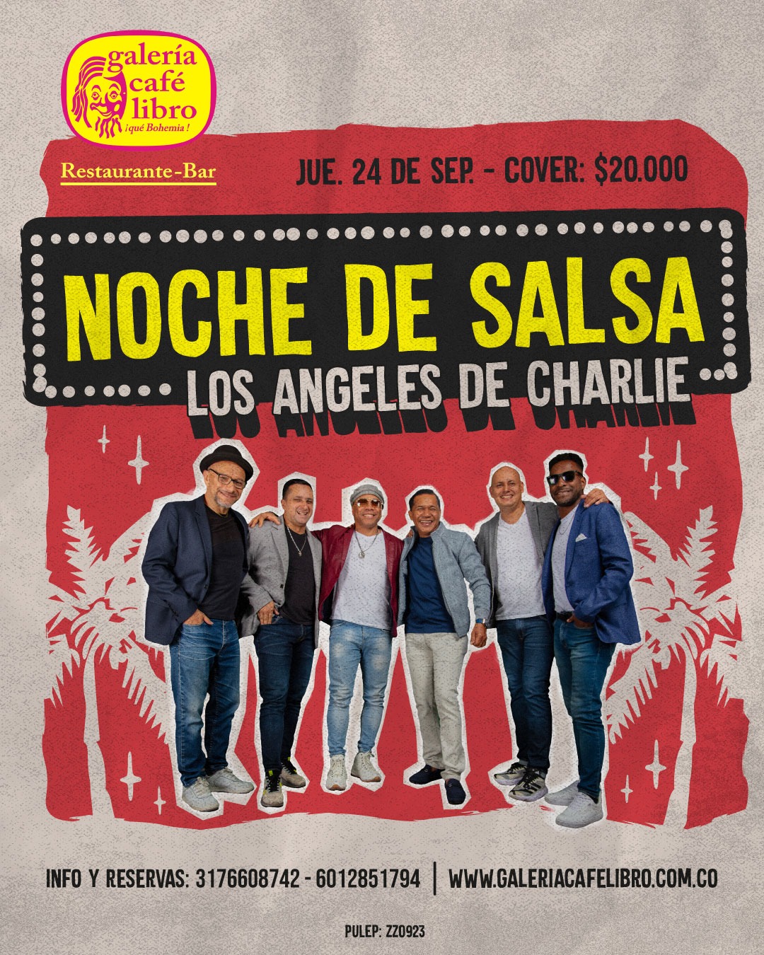 Evento - Galería Café Libro - Programación Noche de Salsa con Los Angeles de Charlie